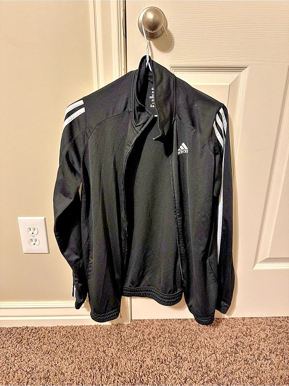 adidas Full Zip Track Jacket Men's Black & White Track Jacket XL